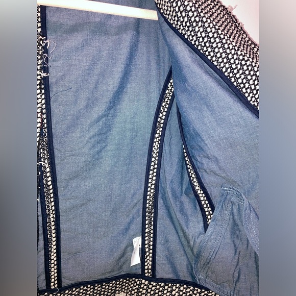 Gap Collarless Frayed Raw Edge Tweed Full Zip Blazer Jacket size 8 EUC! - Picture 15 of 16